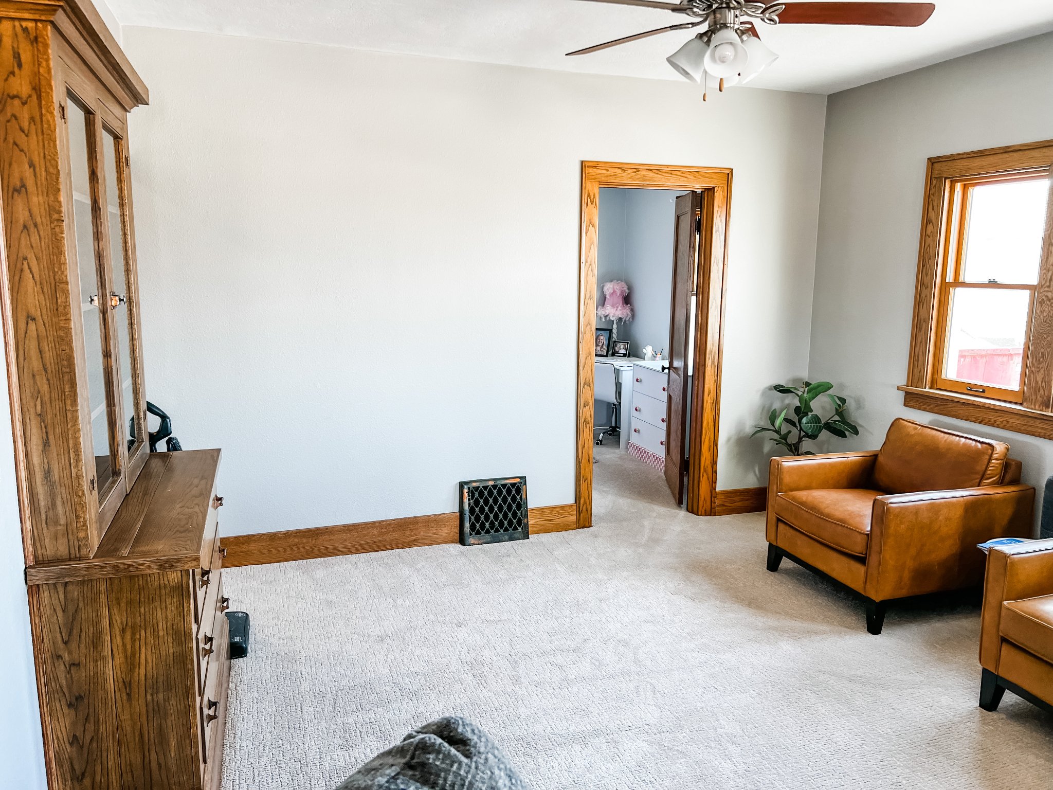 Bedroom with new carpet installation